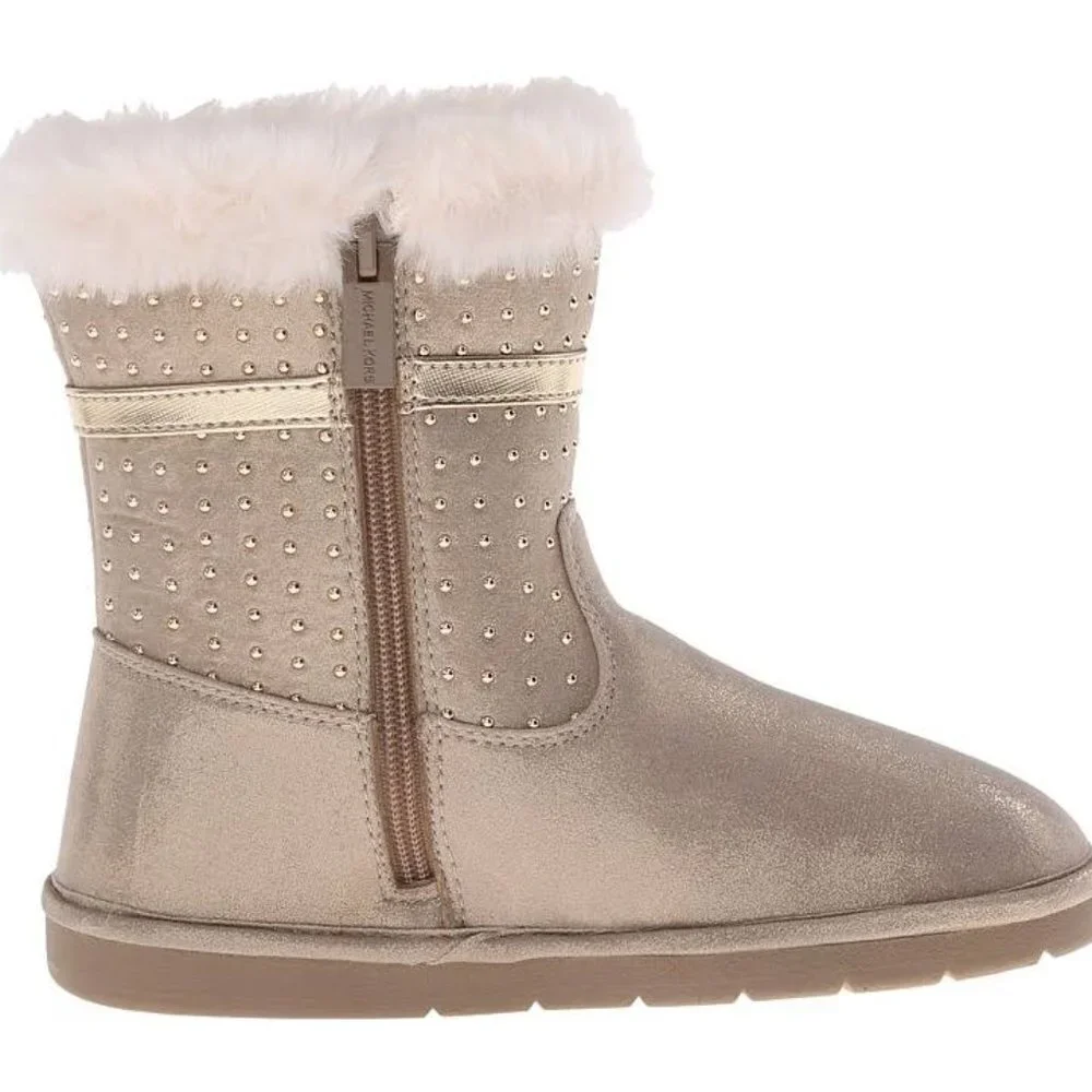MK “Grace Studded” Tan Girls Fur Boots - NWOB